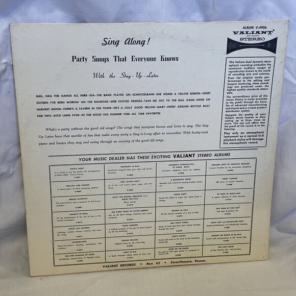 The Stay-Up-Lates Sing Along (Vinyl) Valiant V-4906 Good Album Record LP - Picture 3 of 10